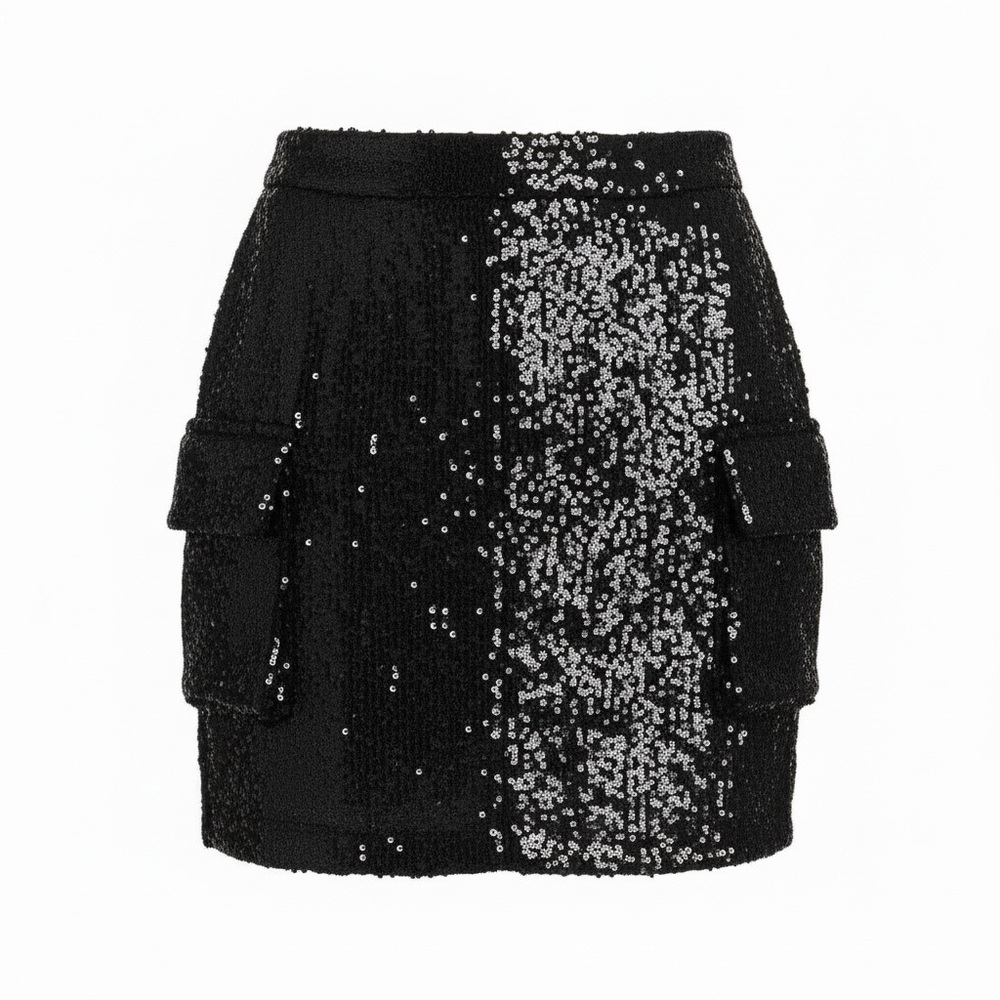 MADDEN NYC Black Sequin Skirt – XXL